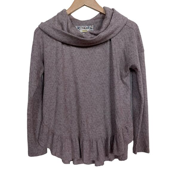 Anthropologie Maeve Addie Ruffled Hacci Cowl Neck XS mauve color - Picture 1 of 5